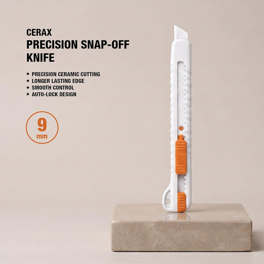 9mm Ceramic Snap-Off Utility Knife, Retractable Box Cutter, 1 Pack