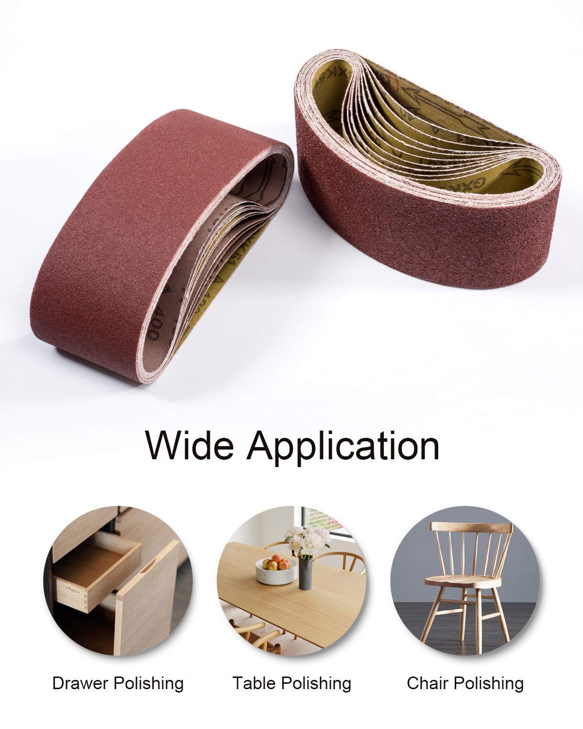 4 x 24 Inch Sanding Belt 80 Grit,12 Pack