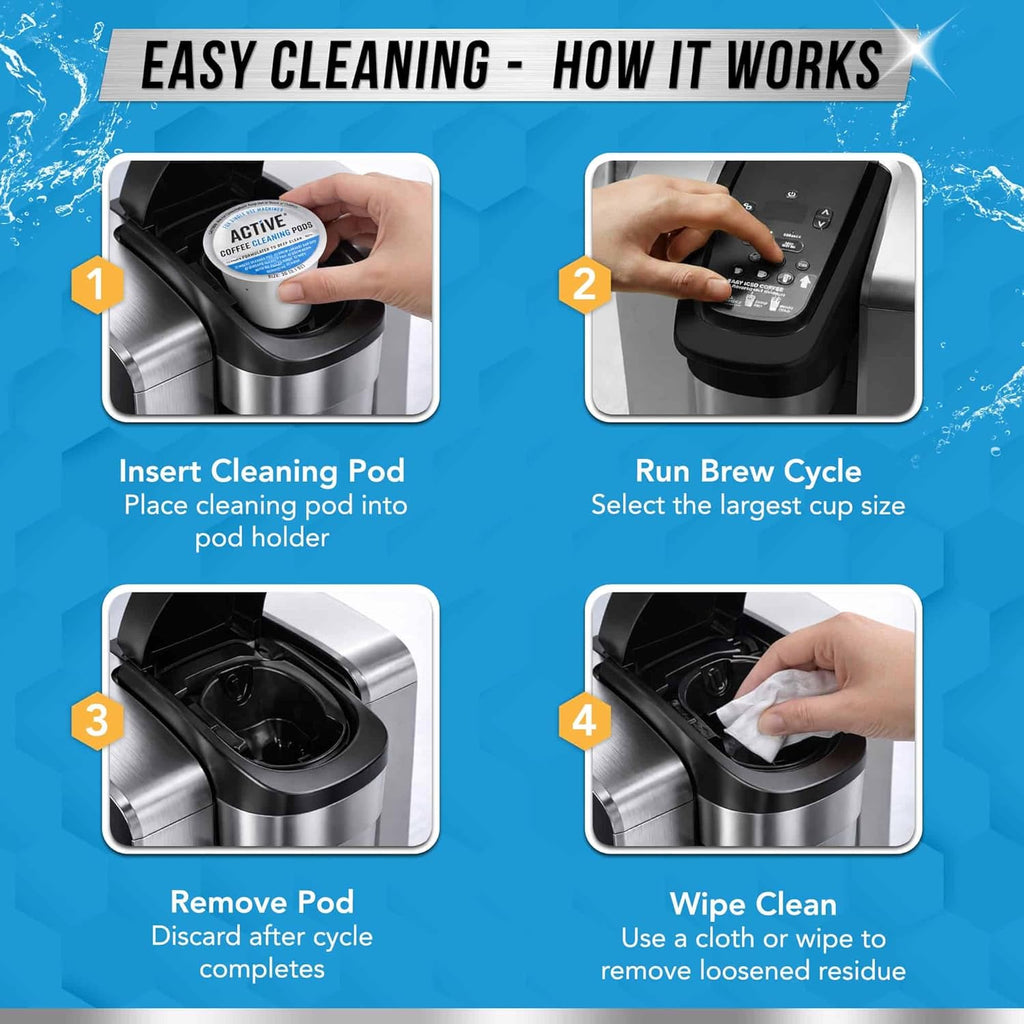 K-Cup Compatible Keurig Cleaning Pods - Quick-Rinse Cleaners for Single Serve Coffee Machine, 12 Month Coffee Maker