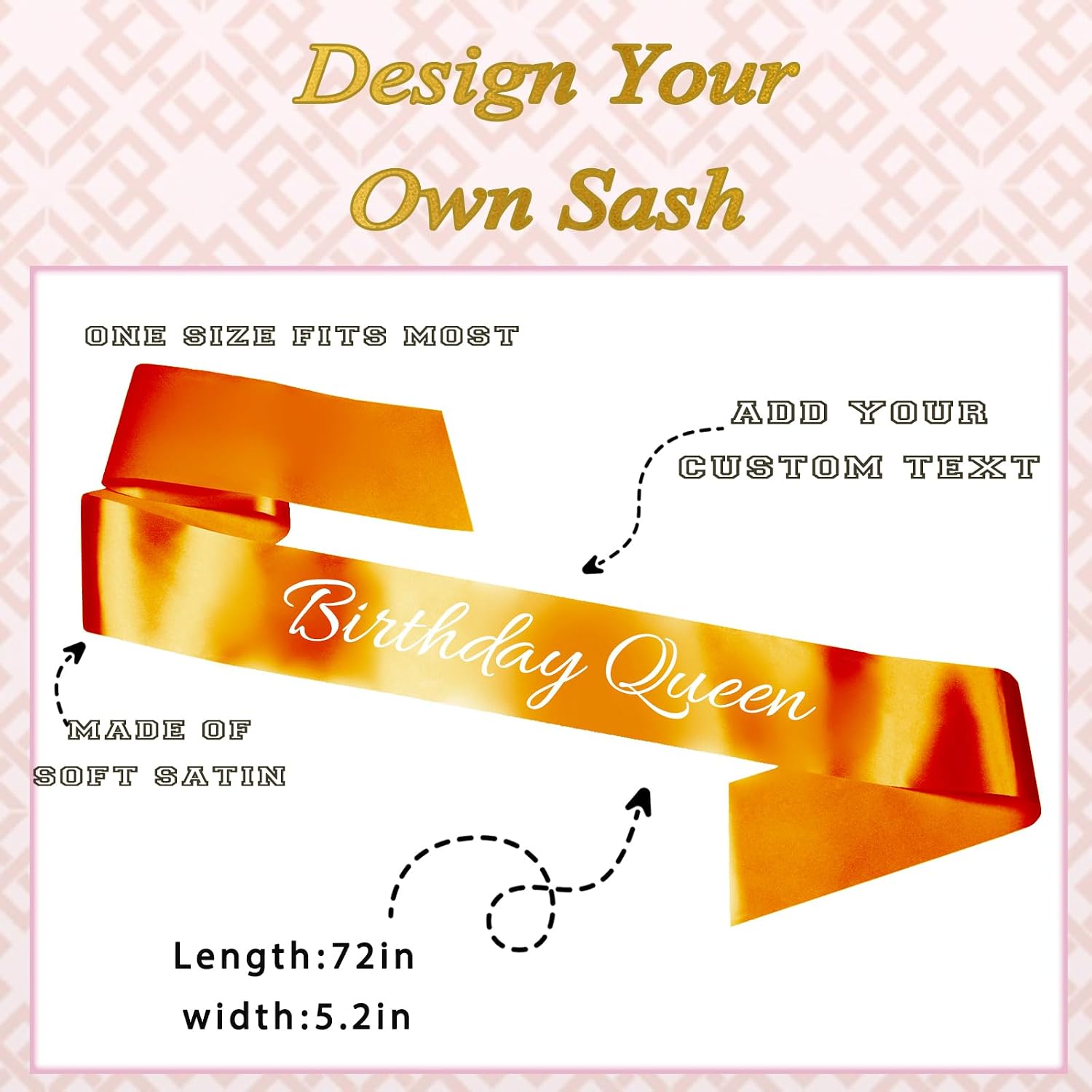 Custom Sash Personalized Sashes with Name Text Crown Satin Sash Birthday Party Pageants Bachelorette Wedding Women