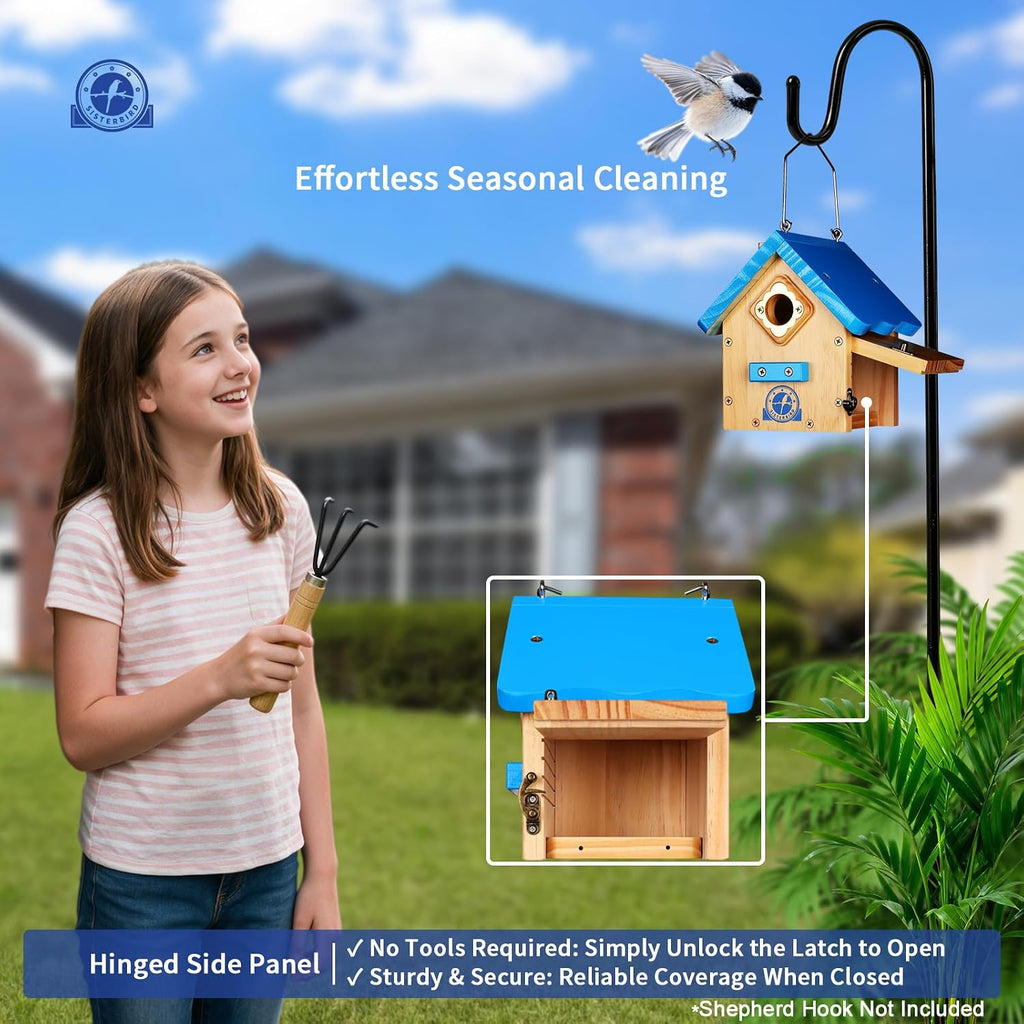 Birdhouses for Outdoors, Blue Hanging Wren House, Warming Gifts