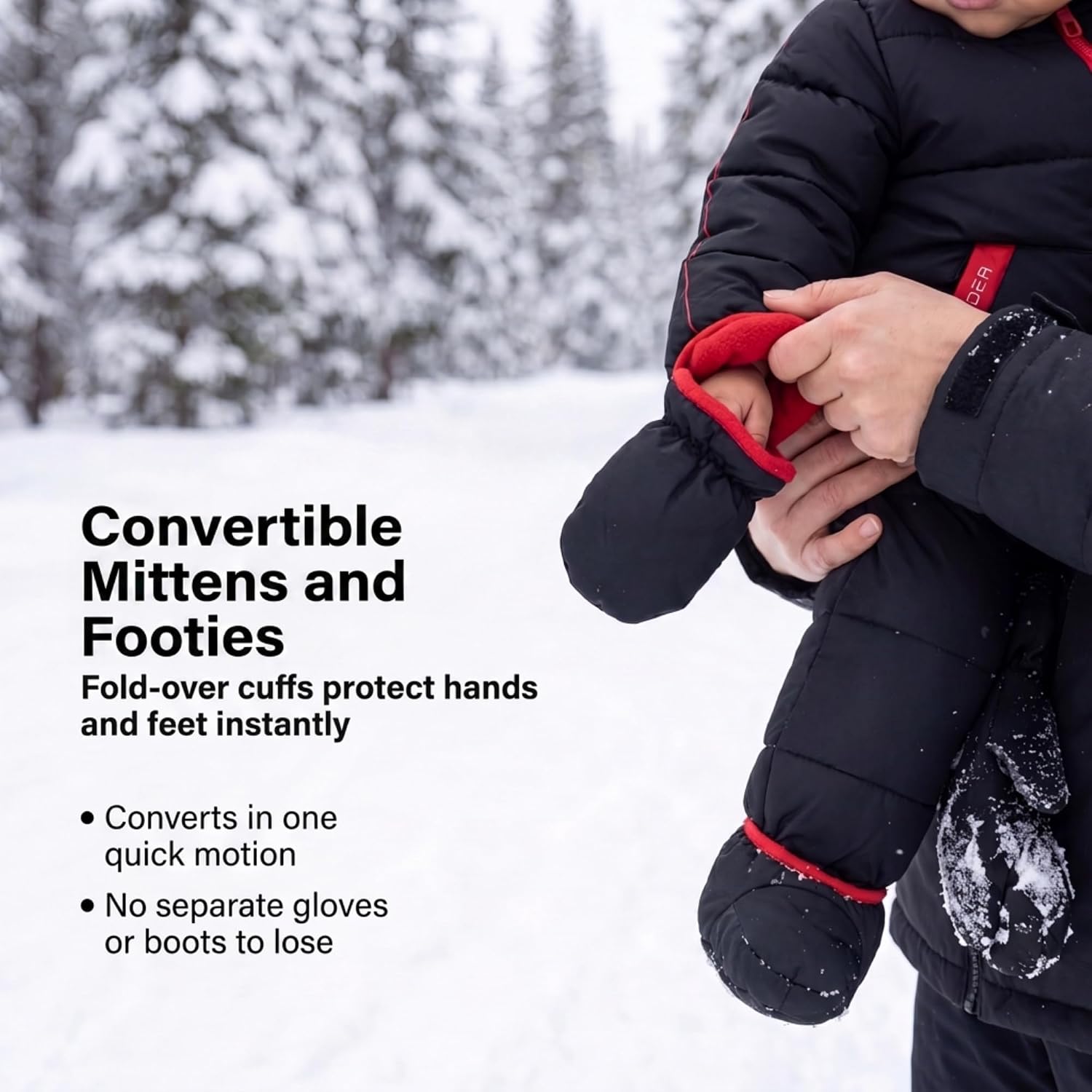 Toddler Snow Suit - Fleece Lined Baby Snowsuit, Fold-Over Cuffs | Soft-touch insulation, polar fleece inner lining