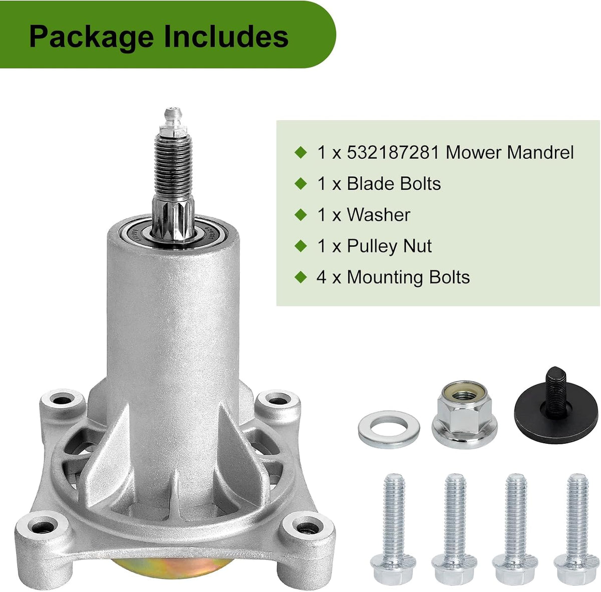 187292 Mower Spindle for 42" 46" 48" 54" Deck, 587819701 Mandrel Assembly Fits for Craftsman Hus qvarna A riens Pou LAN Pro, Replace for 192870 532187281 532187292 567253301