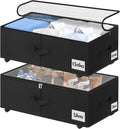 Under Bed Storage with Wheels, 2-Pack 10" Height XXL 75L Rolling Storage Bins, Quick Assembly Underbed Shoe Storage