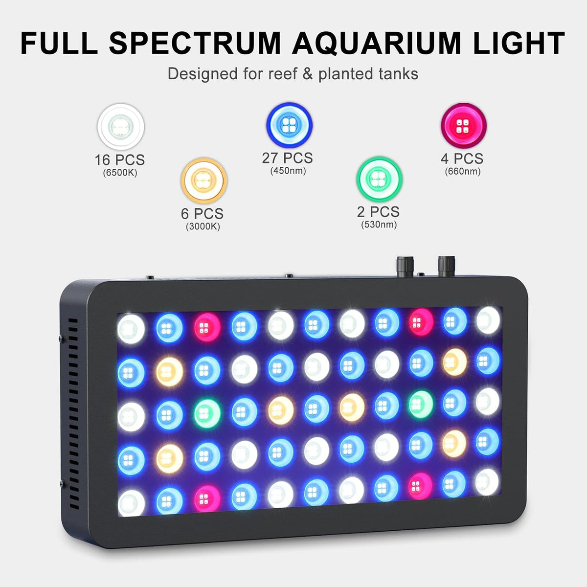 Aquarium Light, 100W Full Spectrum LED Reef Lights, 16"x8"x2.4"