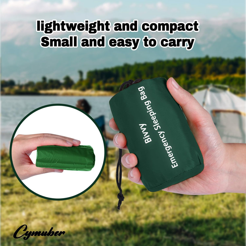 Emergency Sleeping Bag Survival Bag, Cymuber Portable Waterproof Thermal Bivy Sacks Tac Bivvy Bags,Camping Mylar