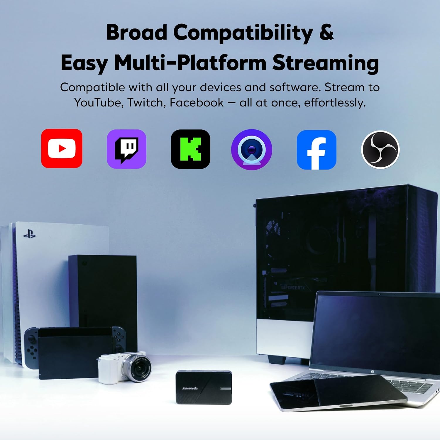 Capture Card for Streaming, 4K60 HDR Passthrough, 1080p60 Video Recording, Ultra-Low Latency Game Streaming for