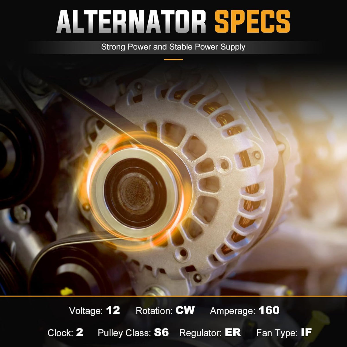 New Alternator 3.7L 4.7L for Jeep Grand Cherokee 2005-2006, Commander 2006, Liberty 2002-2006, for Dodge Durango 2001-2006 Replace 13913, 400-52118R, 4801252AA