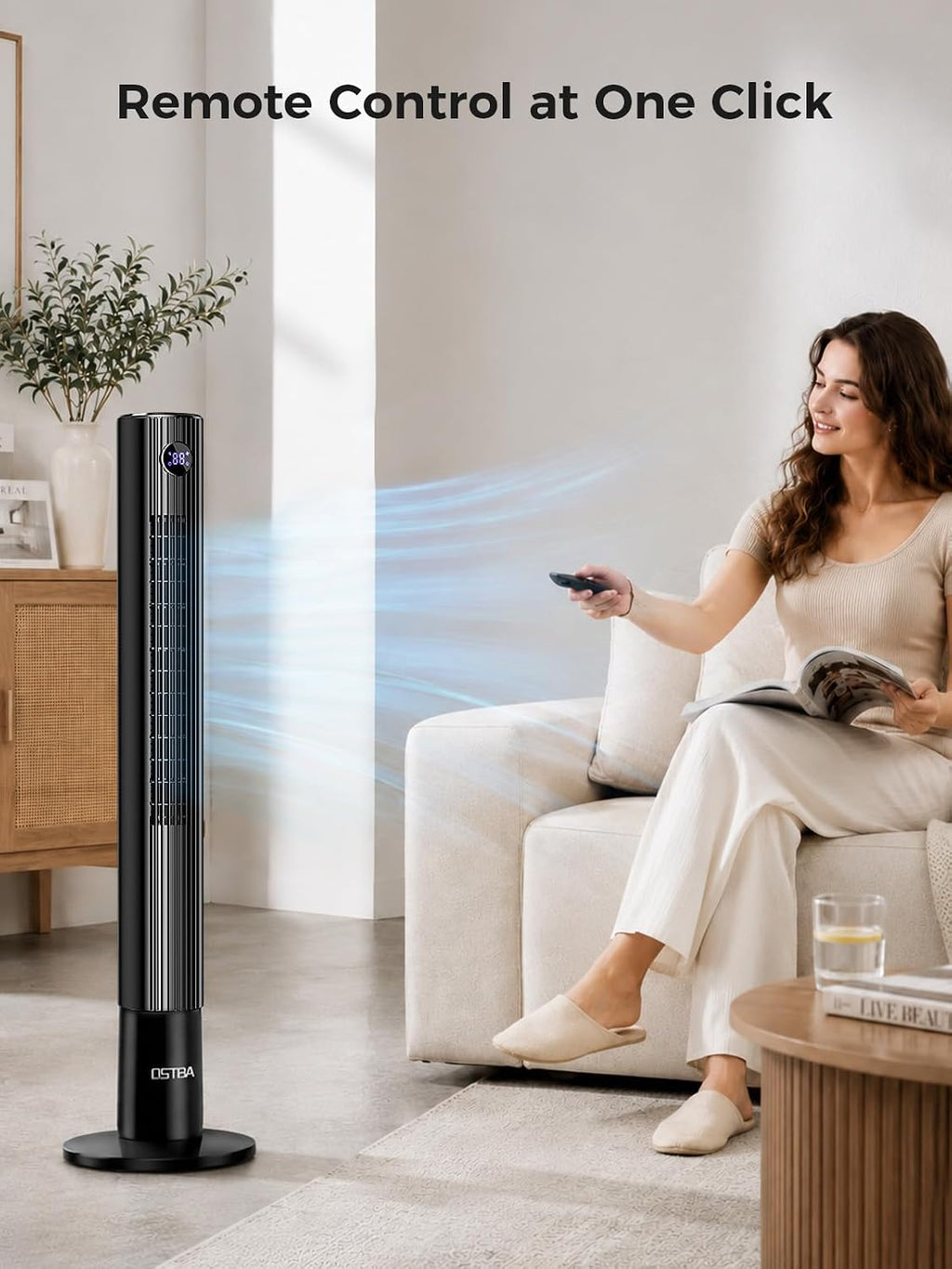 43'' Tower Fan for Bedroom, 85° Oscillating, 12H Timer, with Remote | 28dB Cooling with LED Display,3 Speeds, 2
