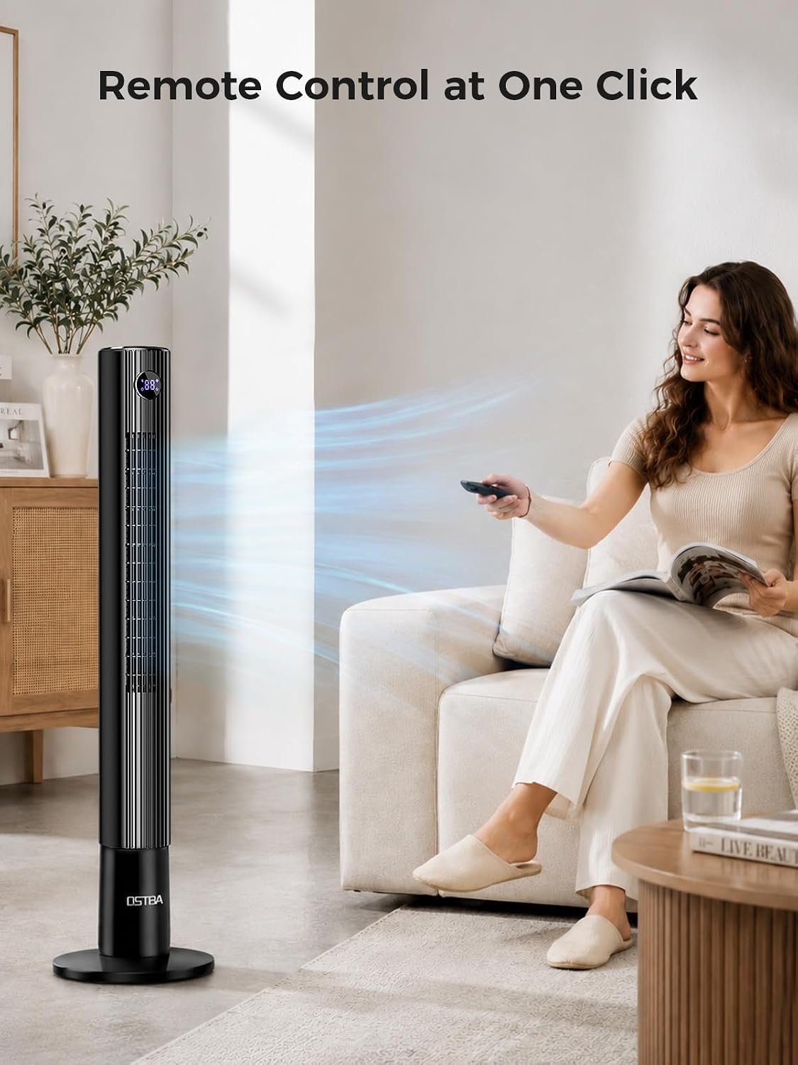 43'' Tower Fan for Bedroom, 85° Oscillating, 12H Timer, with Remote | 28dB Cooling with LED Display,3 Speeds, 2