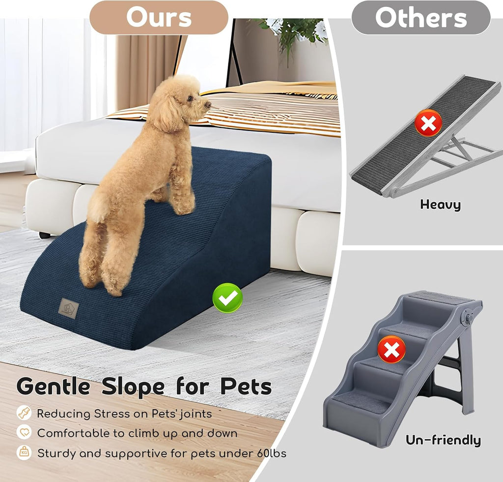2-Tiers Extended Dog Stairs Steps for Couch Sofa, Dog Stairs for Small Dogs, Pet Stairs Ramp Ladder Friendly to Small