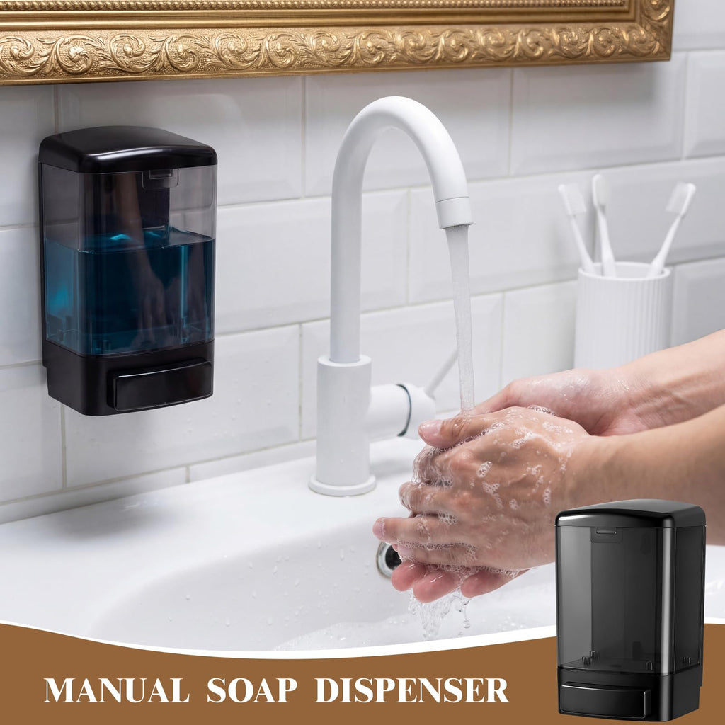 6 Pcs Wall Mounted Soap Dispenser,33.8 Oz 1000 Ml,All Black