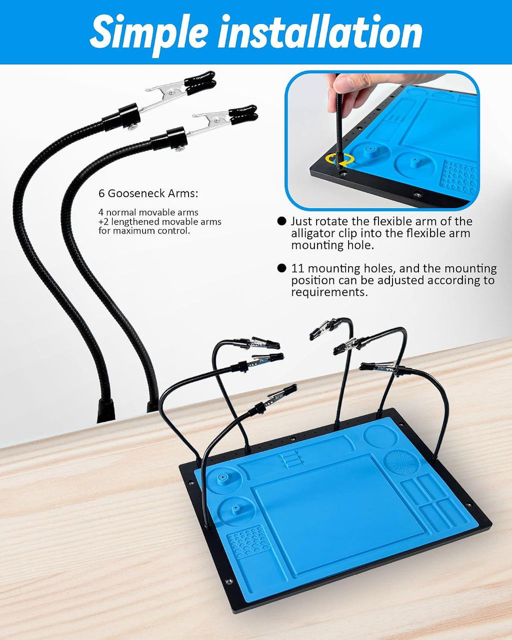 Kaisi Helping Hands Soldering Station with Soldering Mat,6 Flexible Arms