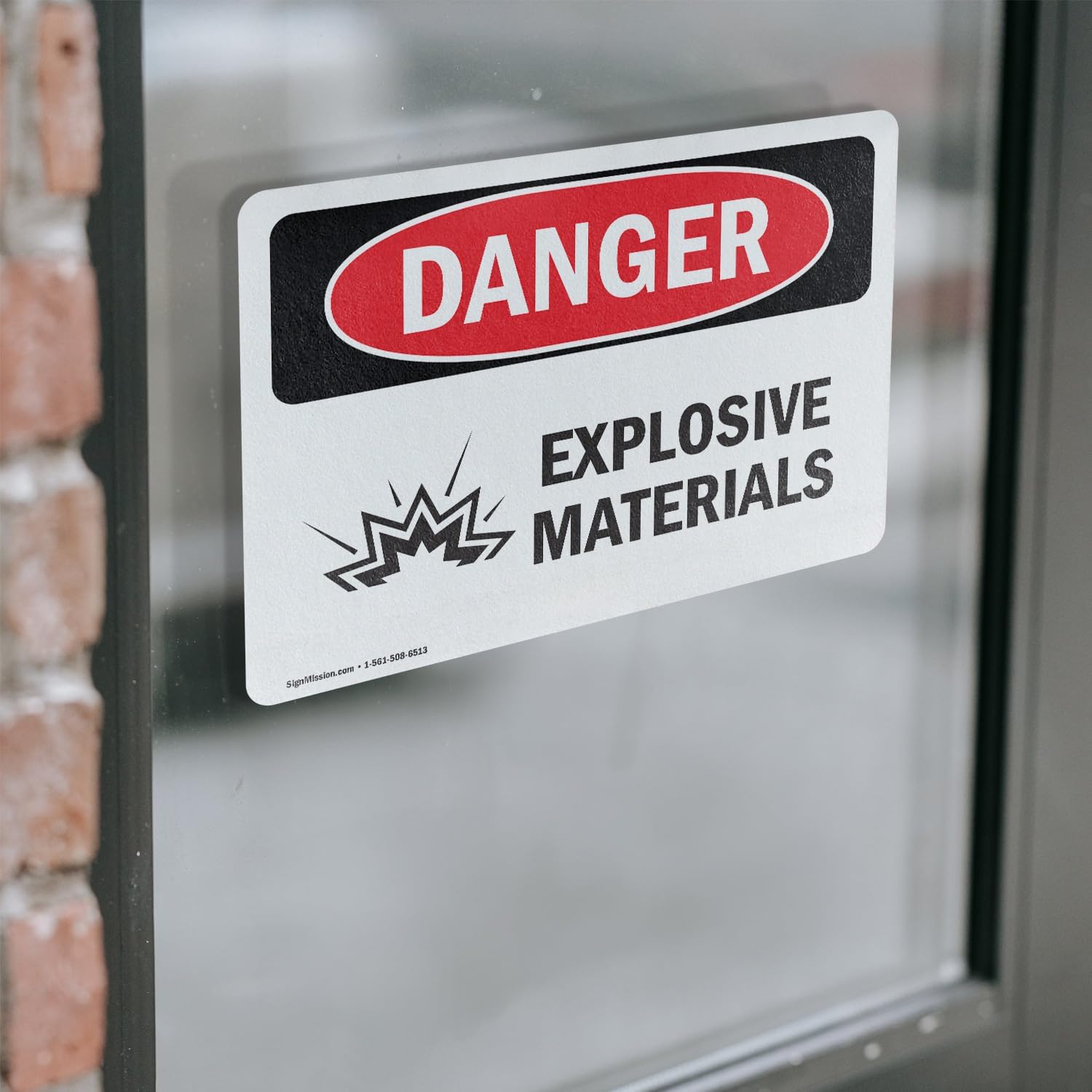(2 Pack) Explosive Materials OSHA Danger Sign 5 Inch X 3.5 Inch Vinyl Label Decal Sticker Weather Resistant, UV