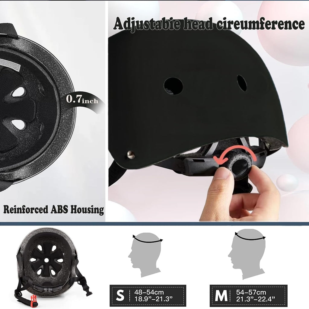 Kids Helmet,Toddler Skateboard Helmets for Ages 2-3-5-8-14 Years Boys Girls with Knee and Elbow Pads Wrist Guards fit