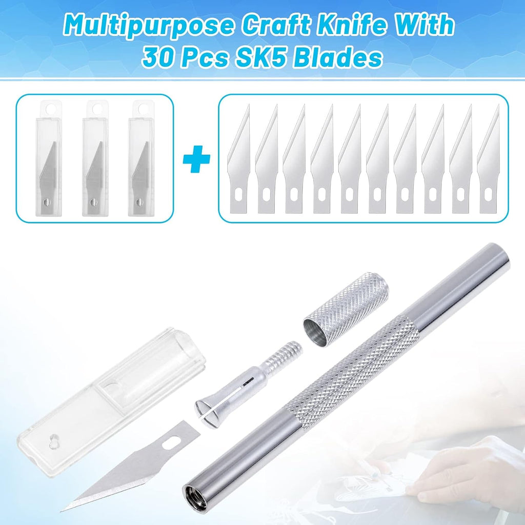 Exacto Knife Hobby Cutter with A4 Self Healing Cutting Mat Hobby Knife Set with 30 PCS Exacto Blades Precision Art