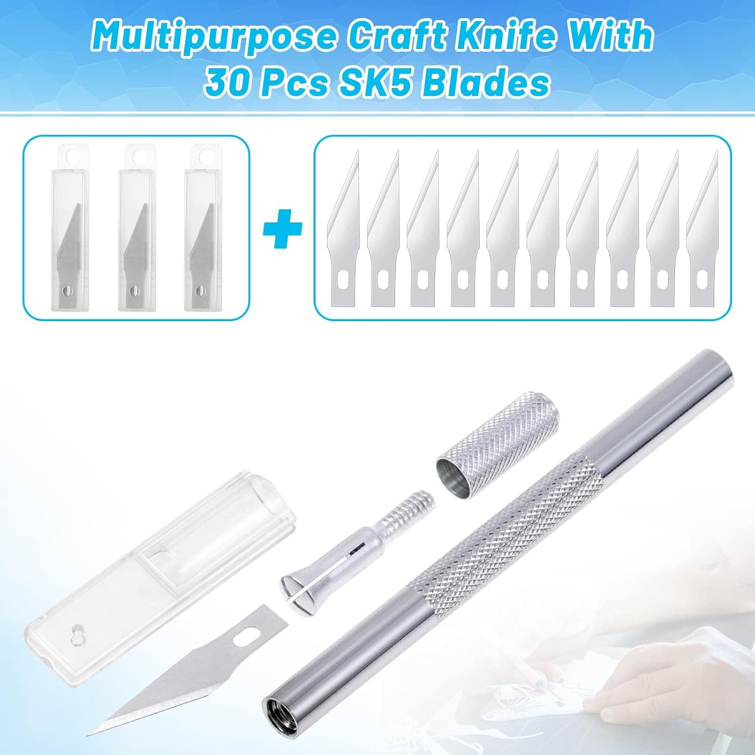 Exacto Knife Hobby Cutter with A4 Self Healing Cutting Mat Hobby Knife Set with 30 PCS Exacto Blades Precision Art