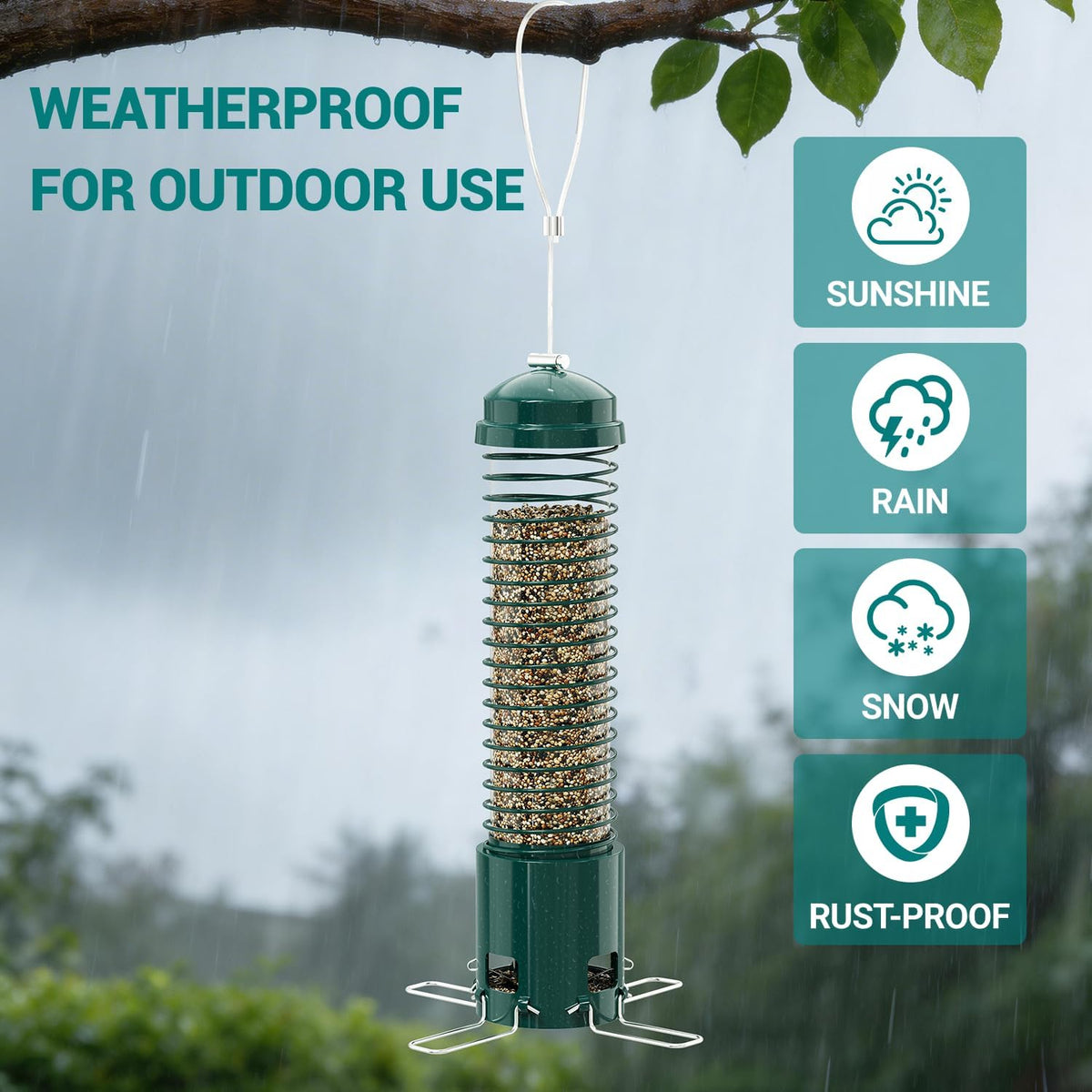 Squirrel Proof Bird Feeder, Metal Bird Feeders for Outdoors Hanging, 3.6LB Large Seeds Capacity for Wild Birds