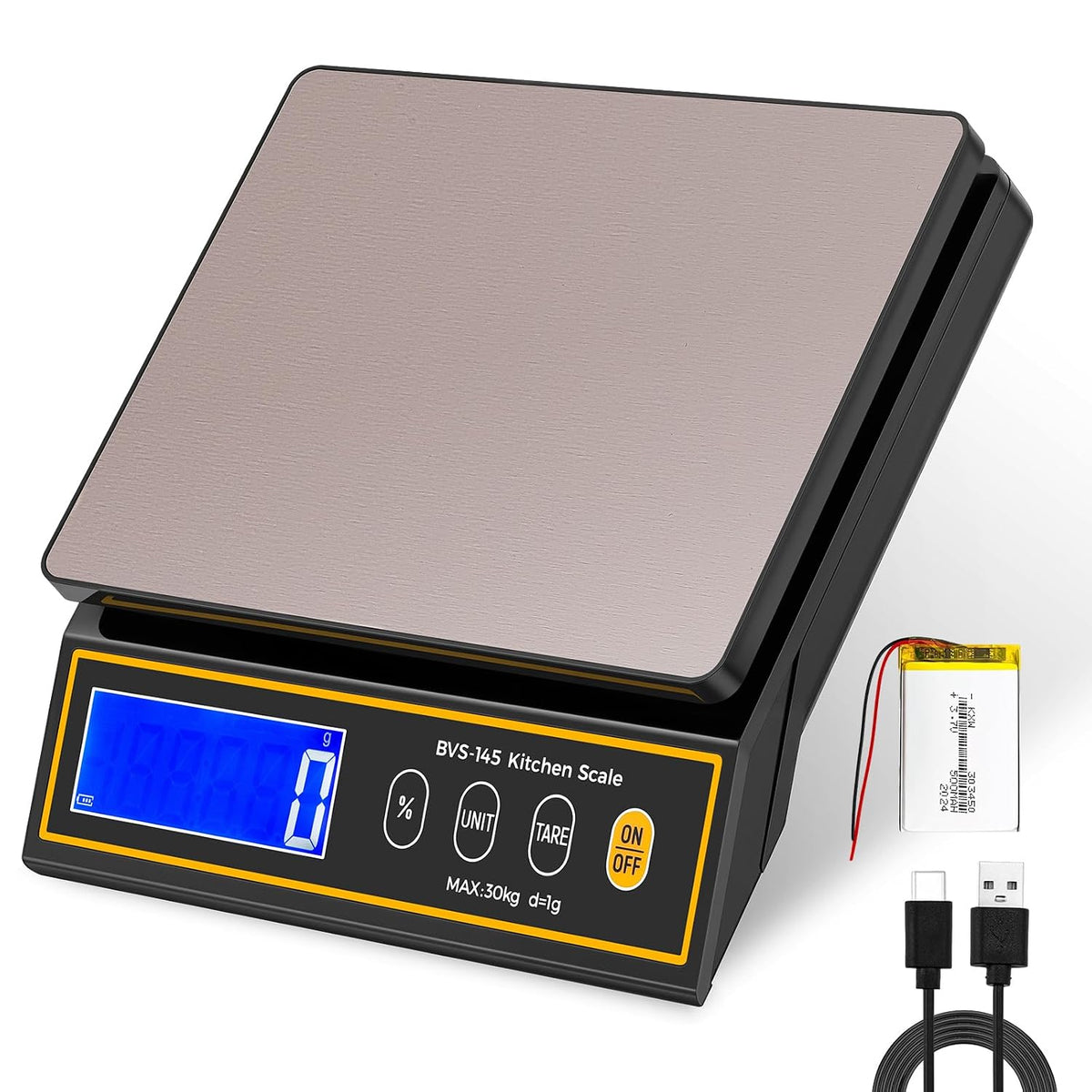 Baking Scale with Percentage Weighing Function 66lb/ 30kg Large Digital Kitchen Scale for Candle, Soap and Sourdough
