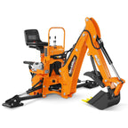 8' Tractor Backhoe Attachment with Mechanical Thumb, 15" Bucket, ISO/SAE Switchable Controls, Self-Contained
