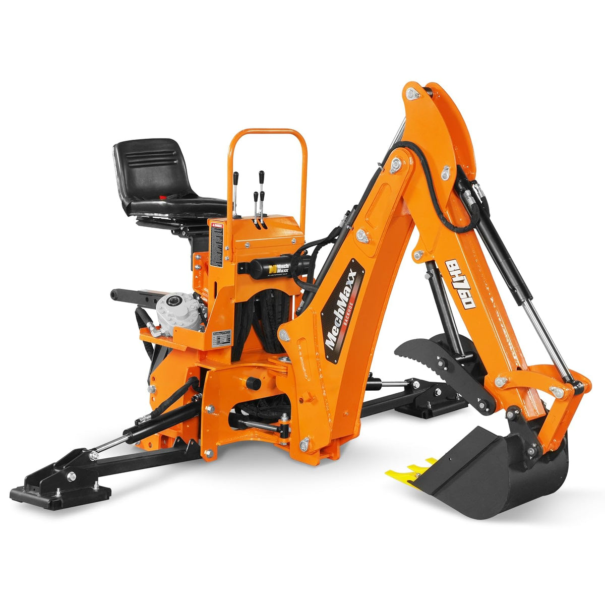 8' Tractor Backhoe Attachment with Mechanical Thumb, 15" Bucket, ISO/SAE Switchable Controls, Self-Contained