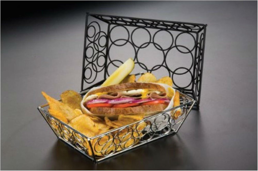 EBB59B Steel Rectangular Wire Loop-D-Loop Bread Basket, Small, 9" L x 6" W x 2.5" H, Black