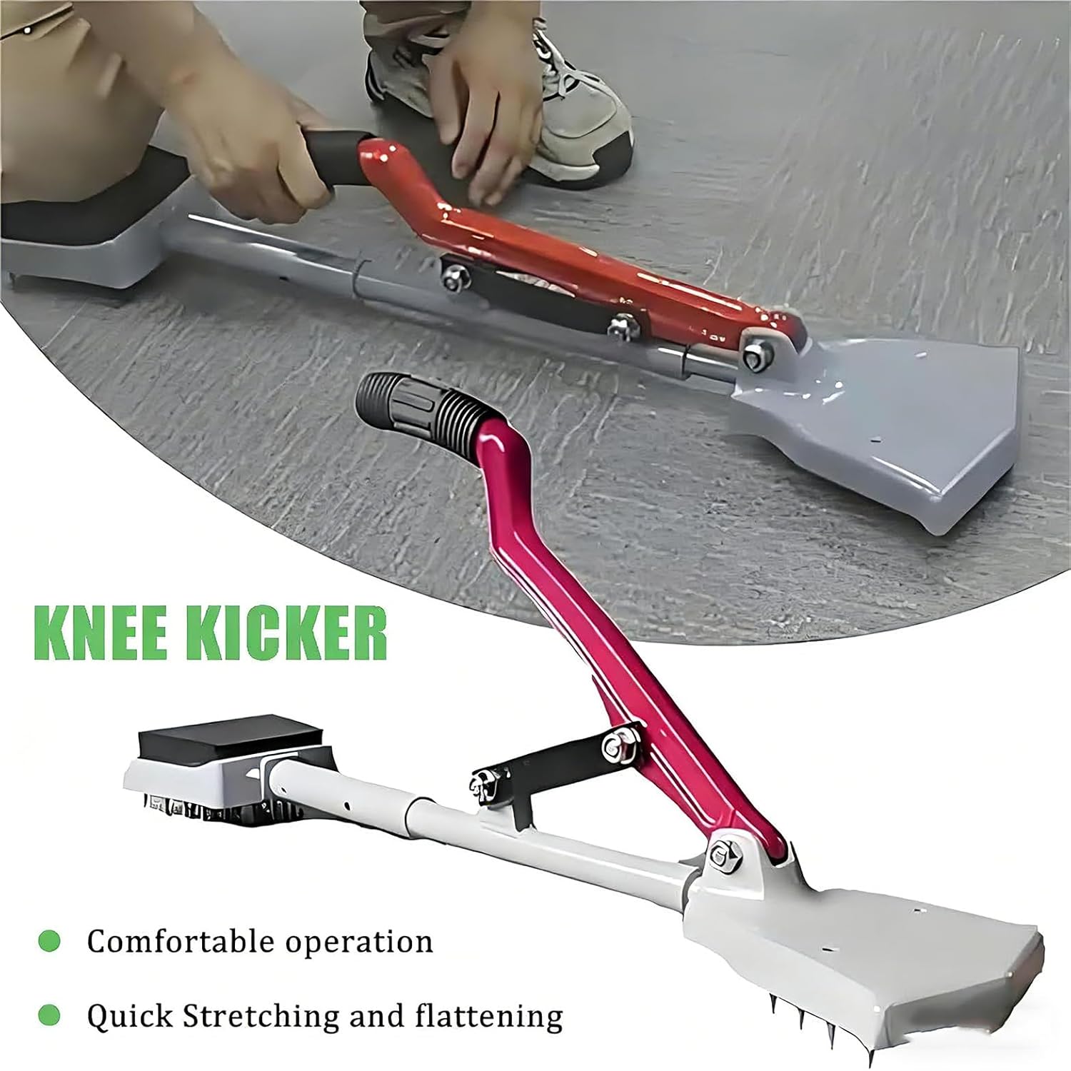 Kneeless Carpet Stretcher Kit - Zero Wrinkles Carpet Knee Kicker, Fit Laying Tool for All Carpet Types, Professional