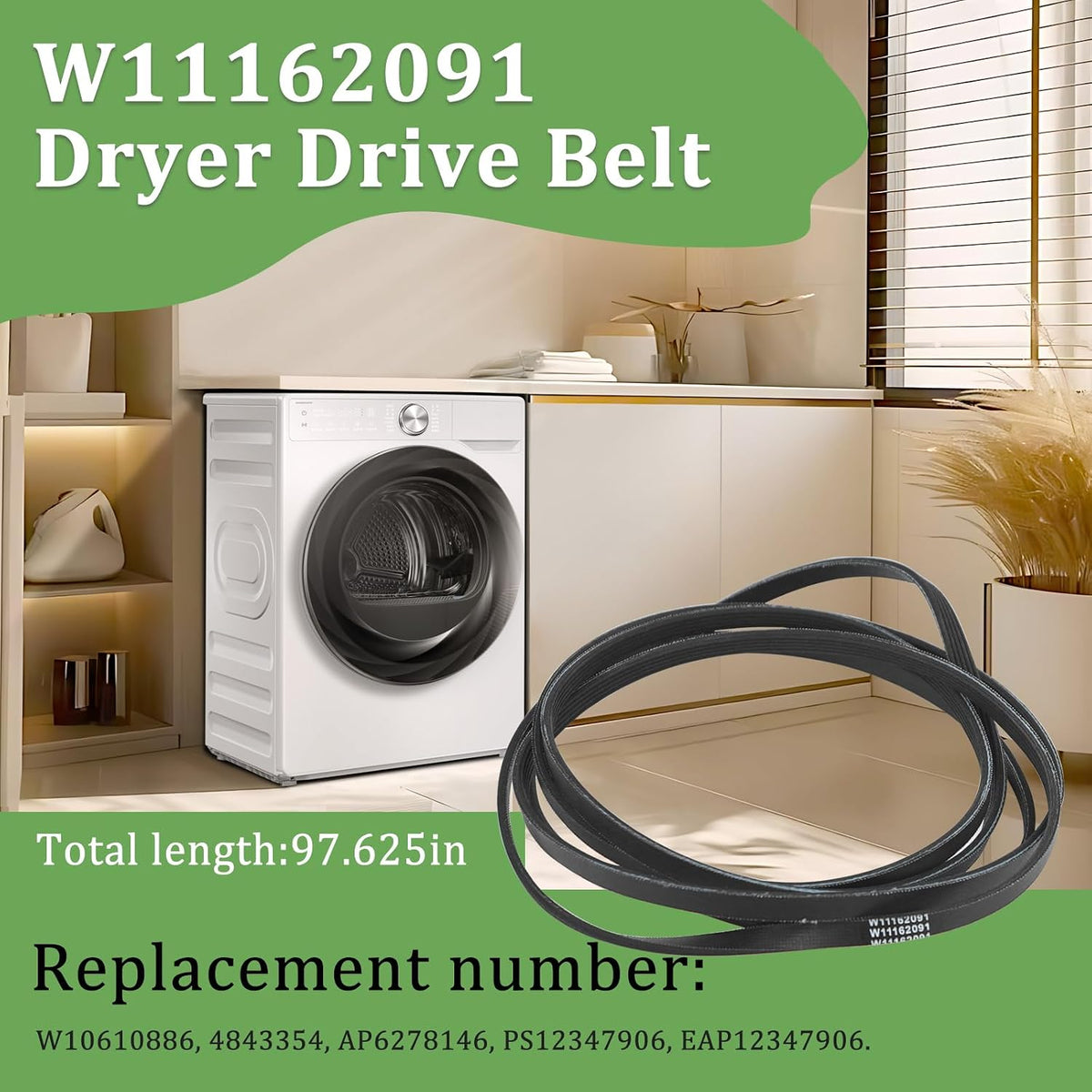 W11162091 W10610886 Fits For Whirlpool Dryer Drive Belt