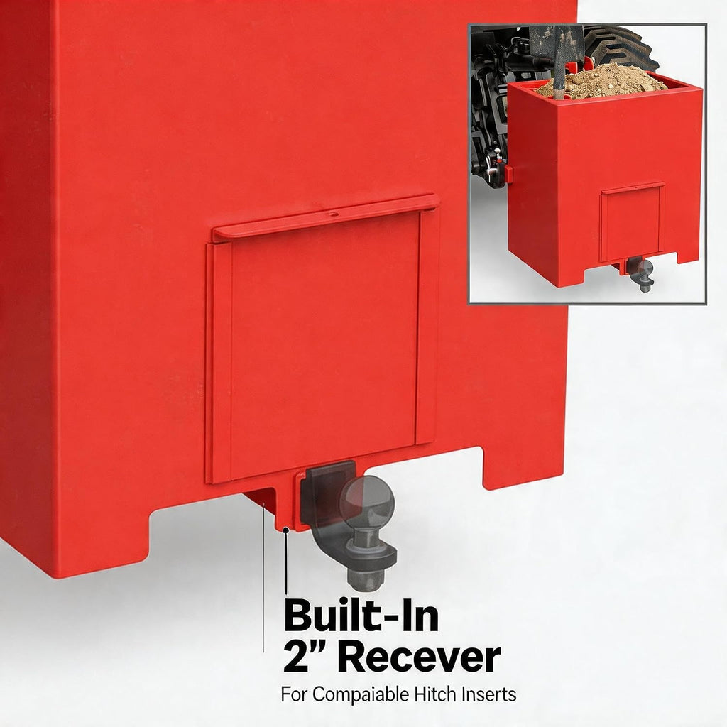 800 lbs Heavy Duty Tractor Ballast Box – Category 1 3-Point Hitch Rear Counterweight with 2" Receiver – Sliding