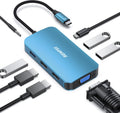 USB C Docking Station, 8-in-1 USB C Hub with Triple Display Dual HDMI, VGA, 3*USB 3.0, 100W Power Delivery, 3.5mm AUX
