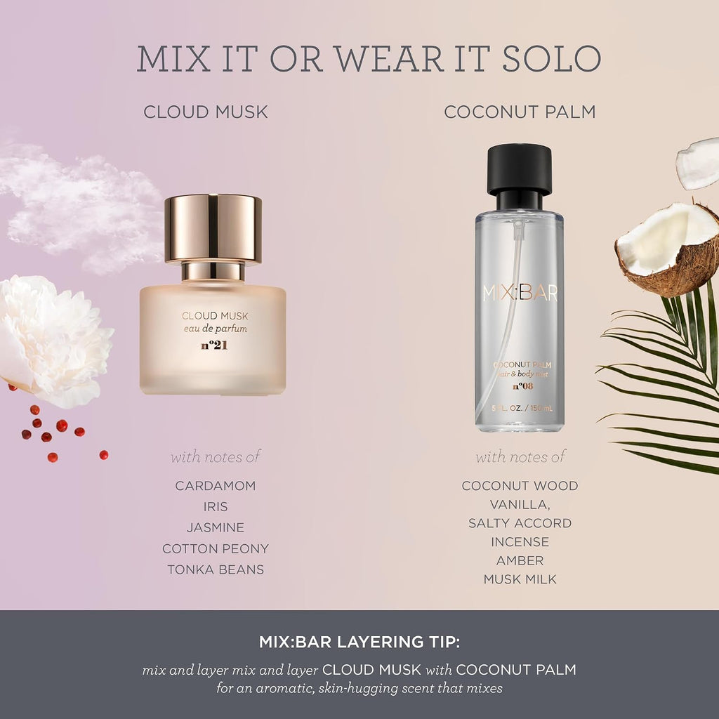 Coconut Palm Hair + Body Mist, Bedroom Linen Spray - Notes of Coconut Wood, Vanilla, Salty Accord, Incense, Amber