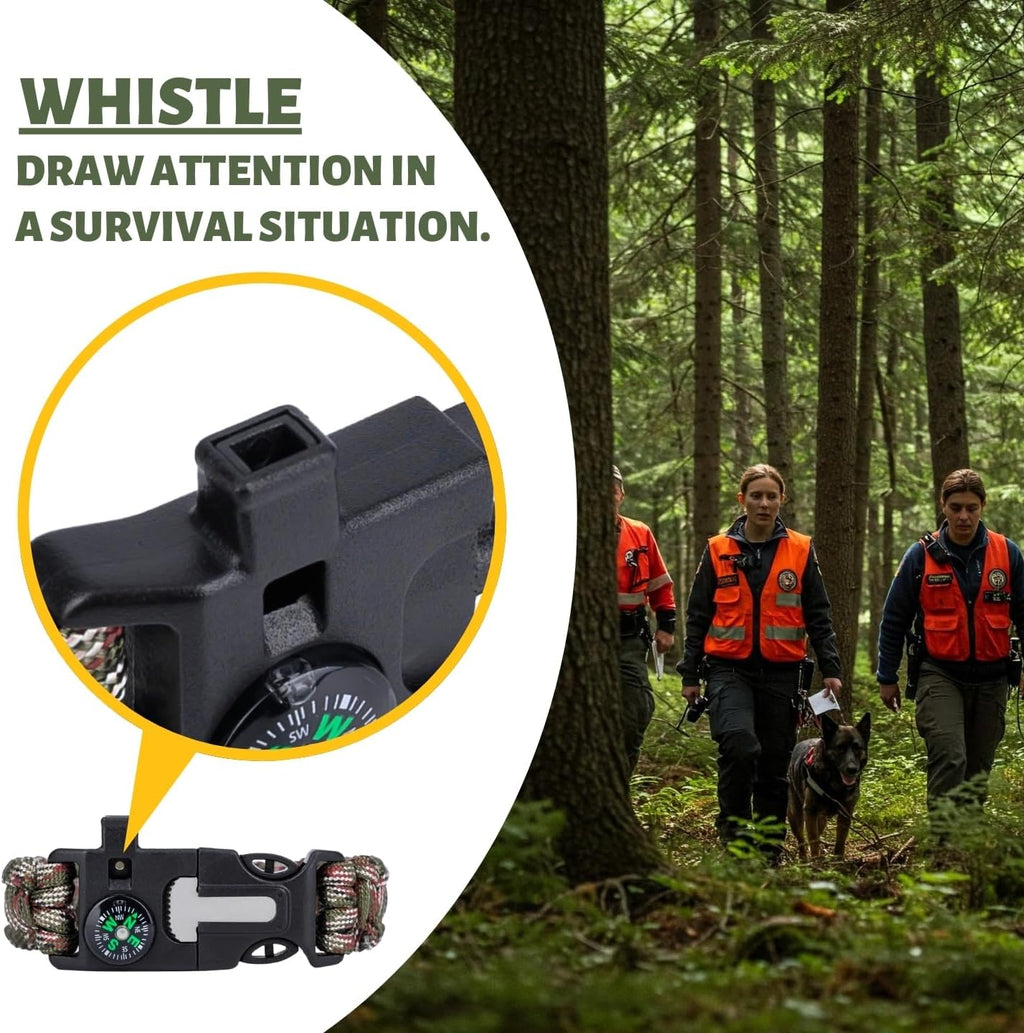 Tactiko Tactical Bracelet & 10' Paracord | Compass, Mini Saw & Fire Starter | Emergency Whistle | Outdoor Essential