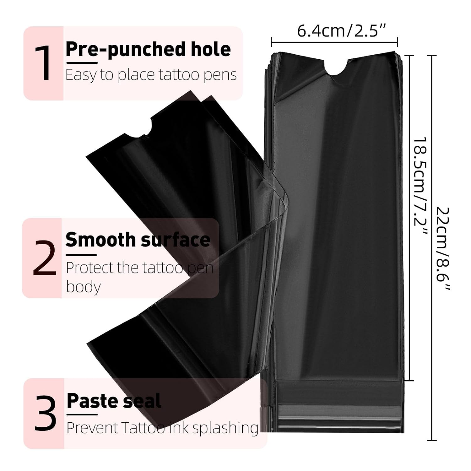 100pcs Tattoo Pen Covers, Sealable Pen Sleeves, with 4pcs Tattoo Grip Wraps Self-Adhesiive Tapes, Extral Large