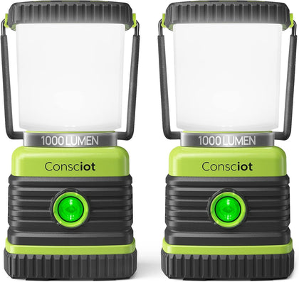 LED Battery Powered Camping Lantern, 1000LM, 4 Light Modes, IPX4 Waterproof Portable Tent Flashlight for Power