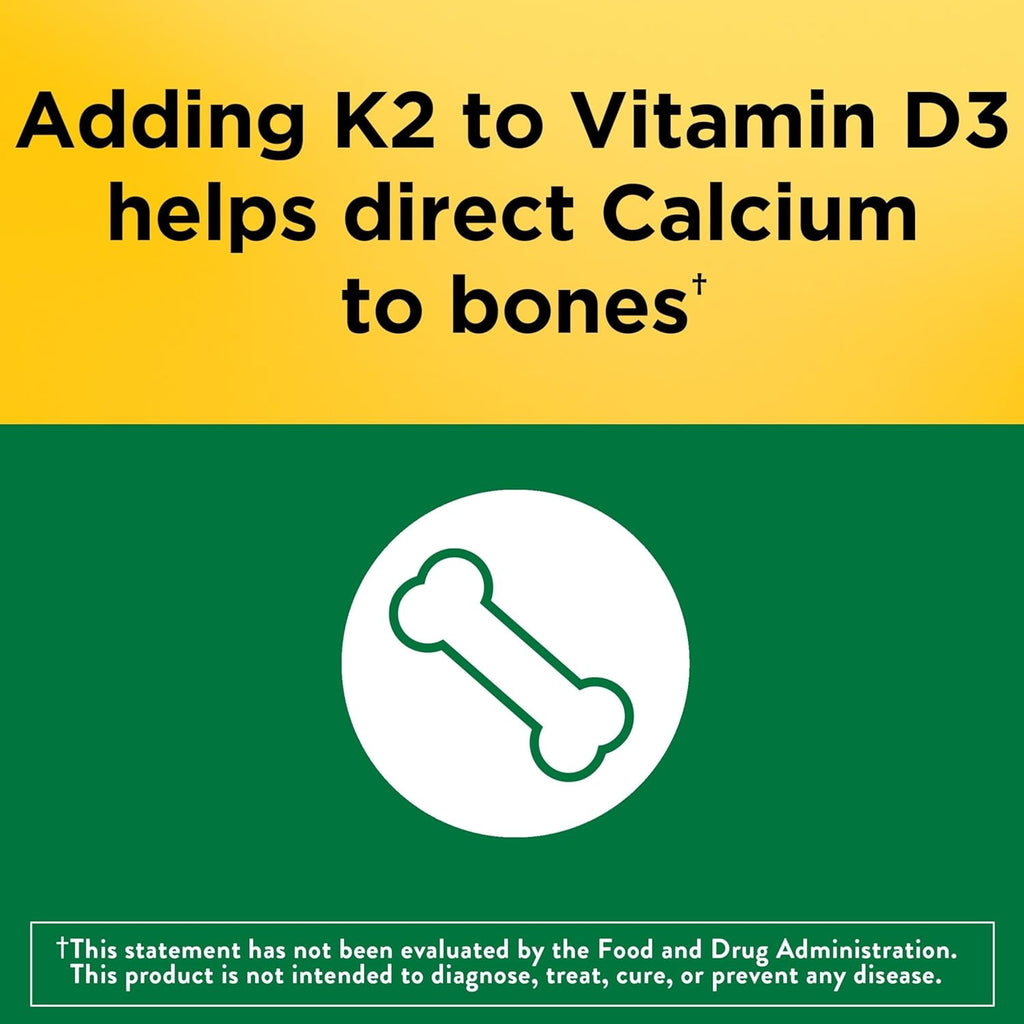Vitamin D3 K2 Supplement, 5000 IU (125 mcg) Vitamin D for Bone, Muscle and Immune Support, 30 Softgels