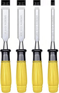 4 Piece Wood Chisel Set CR-V Steel Sharp Bevel Edge for Woodworking | Chromium Vanadium, High Hardness & Durability.