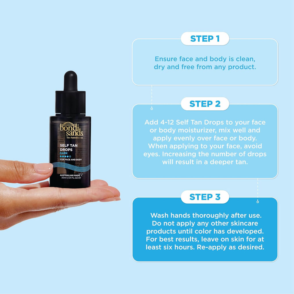 Hydrating Self Tan Drops for Face and Body, 2 Shade Options, 1.01 FL OZ