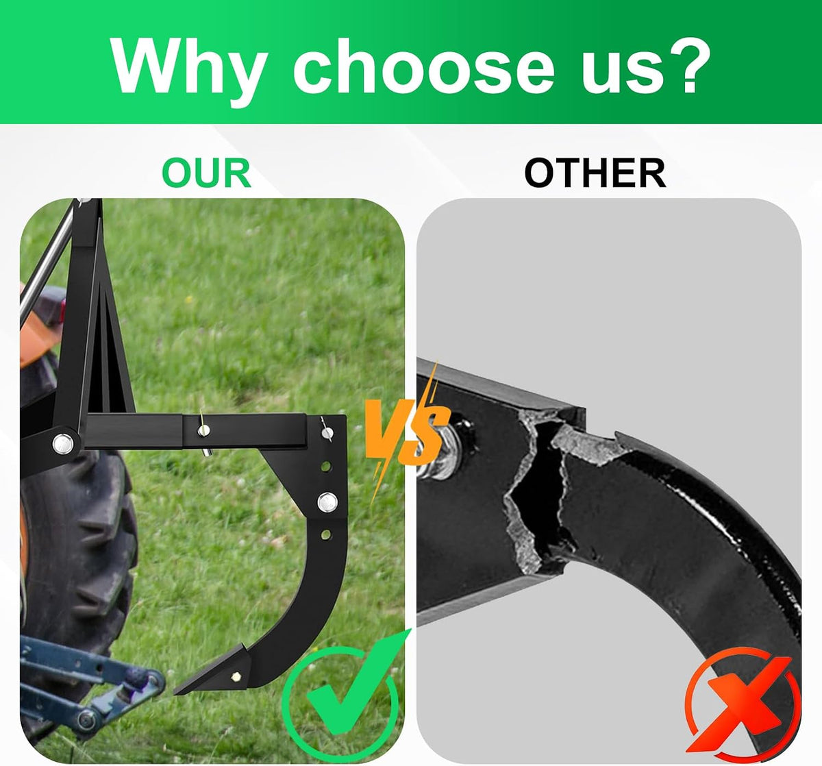 2 Inch Receiver Hitch Mounted 3-Point Trencher Plow, 16 Inch Adjustable Trenching Shank, Heavy Duty Thickened Lawn