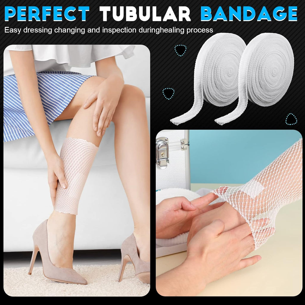 2 Rolls Tubular Bandage Elastic Net Wound Dressing Stretch Dressing Retainer Tubular Elastic Gauze Bandage for Wound