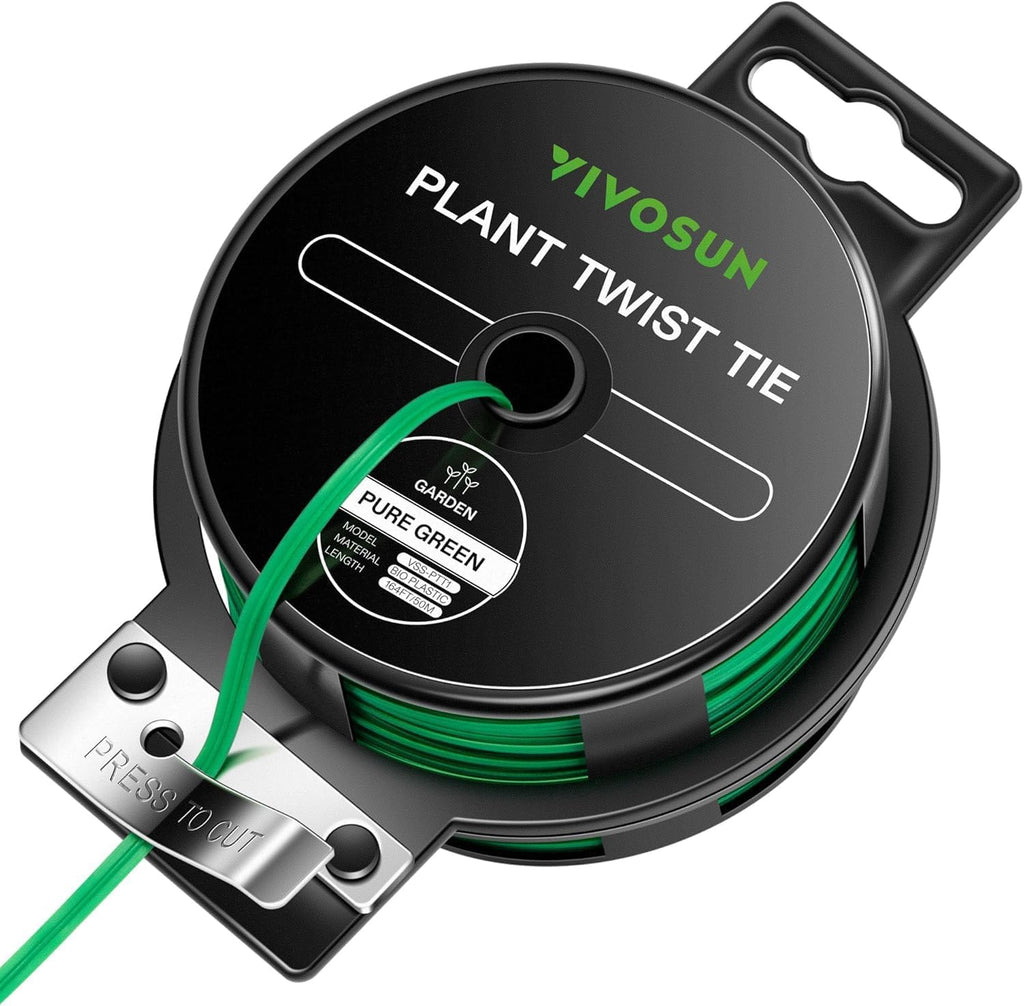 Twist Ties, 164 ft (50m) PE-Coated Green Plant Ties with Cutter, Reusable & Flexible Tomate Ties for Plant Support