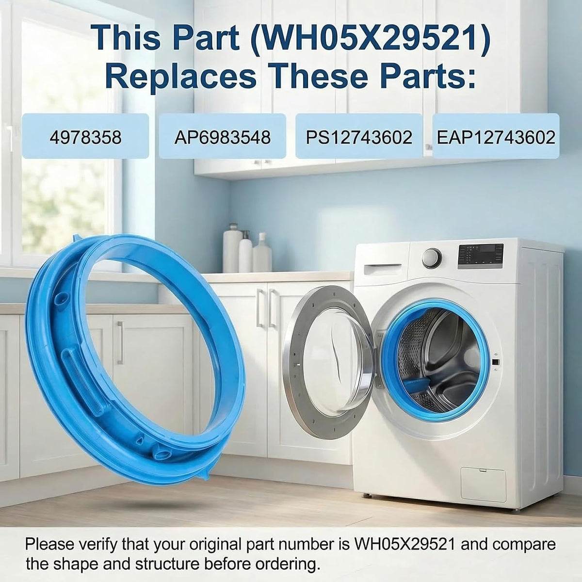 WH05X29521 Washer Door Gasket Seal Replacement for GE