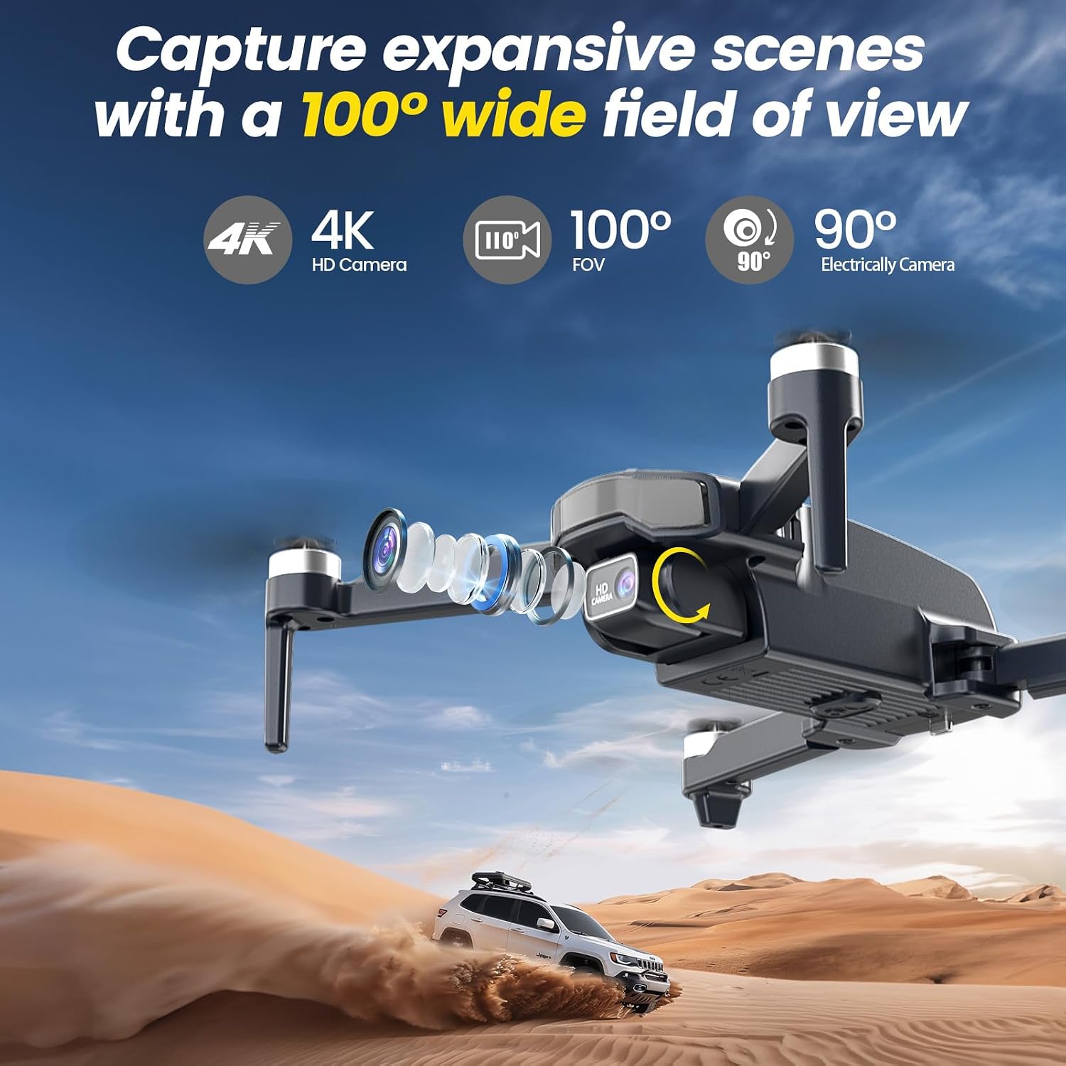 Drones with Camera for Adults 4k, WF31 GPS RC Drone FPV Foldable Quadcopter for Beginner with Brushless Motor, 5G