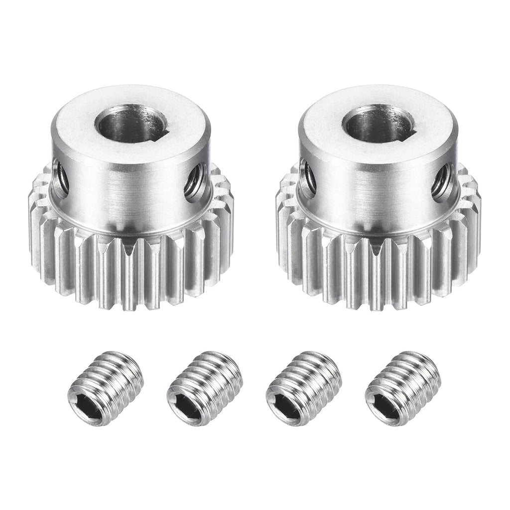 DTGN Spur Gear 1Mod 24 Teeth 10mm Thickness 8mm Bore 3x1.4mm Keyway 2Pcs