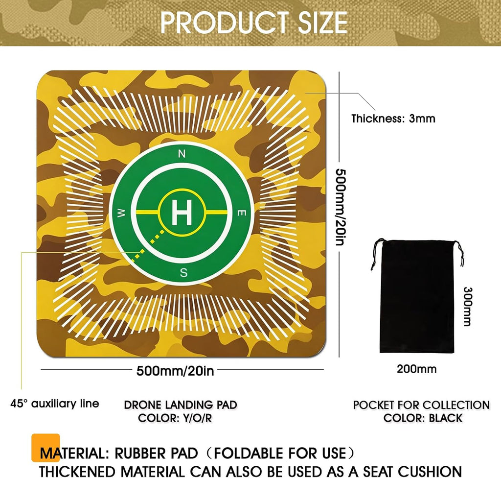 Universal Drone Landing Pad - Eco-Friendly & Foldable portable Ground Mat for DJI, Holy Stone, Potensic Drones