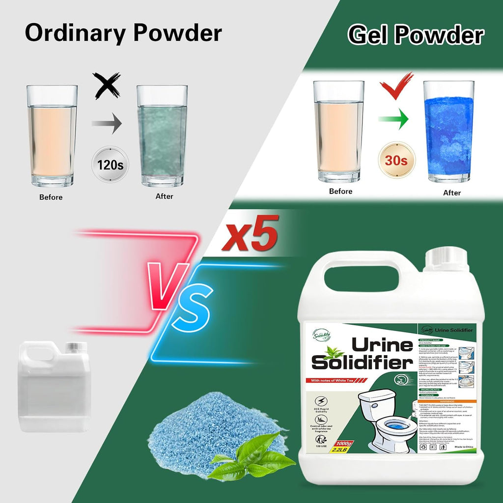 Pee Powder for Camping Toilet Gel,Urine Solidifier Powder Super Absorbent Portable Camping Toilet Deodorizer Liquid