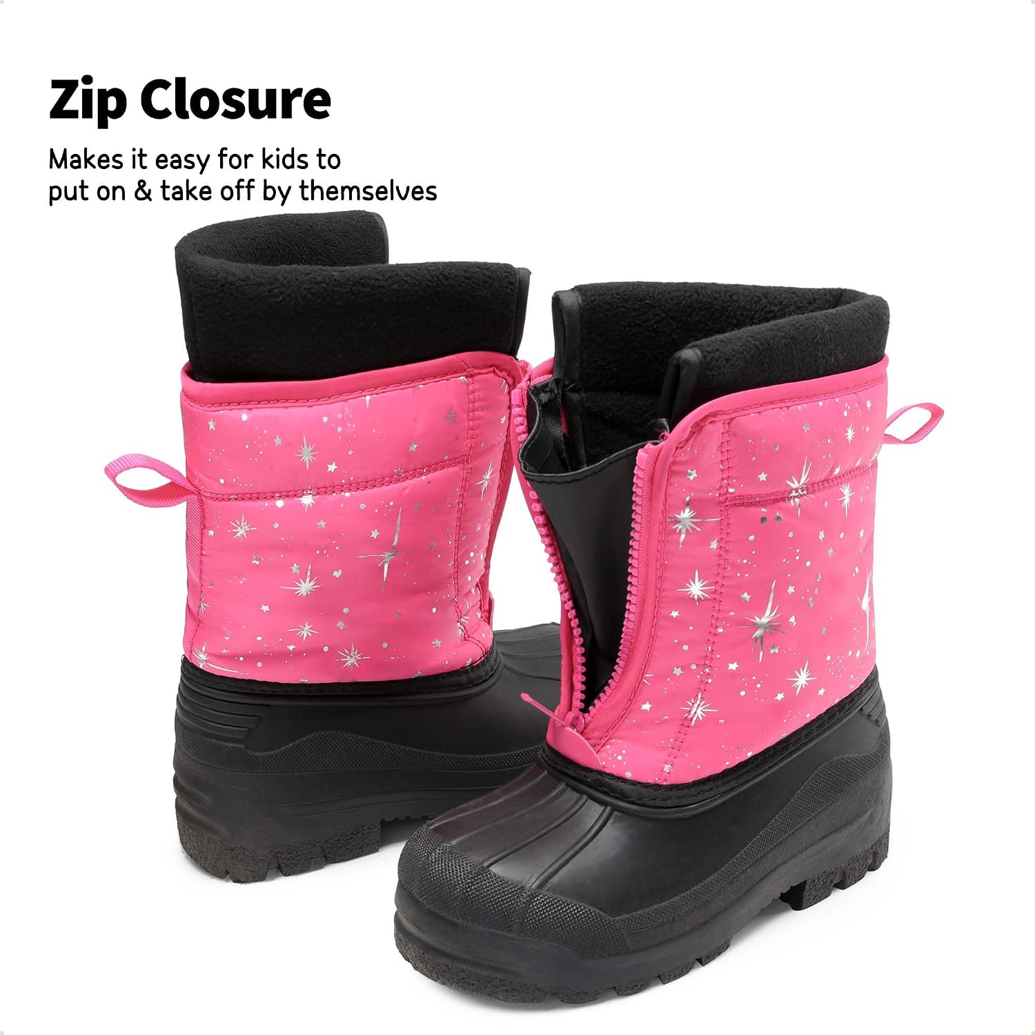 Unisex Snow Waterproof Winter Boots | Removable Liner Warm Faux Fur Lined Outdoor Grip Anti Slip Outsole Easy Wear