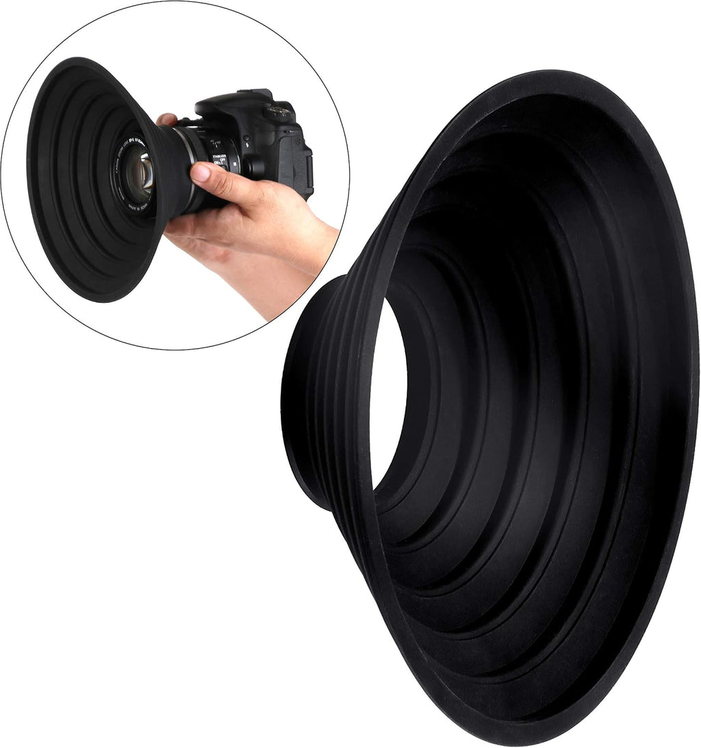 Camera Lens Hood, Collapsible Reversible Filter Thread Rubber Digital Lens Hood DSLR Lens Cap Shade