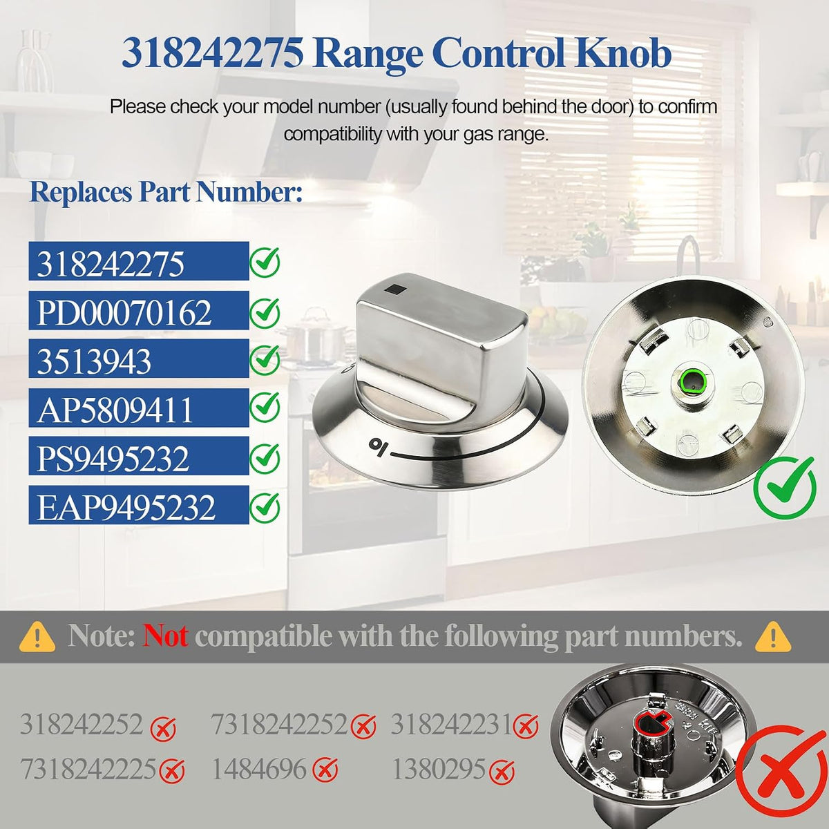 318242275 Control Knob(1pcs), Compatible with Electrolux Range/Cooktop etc.
