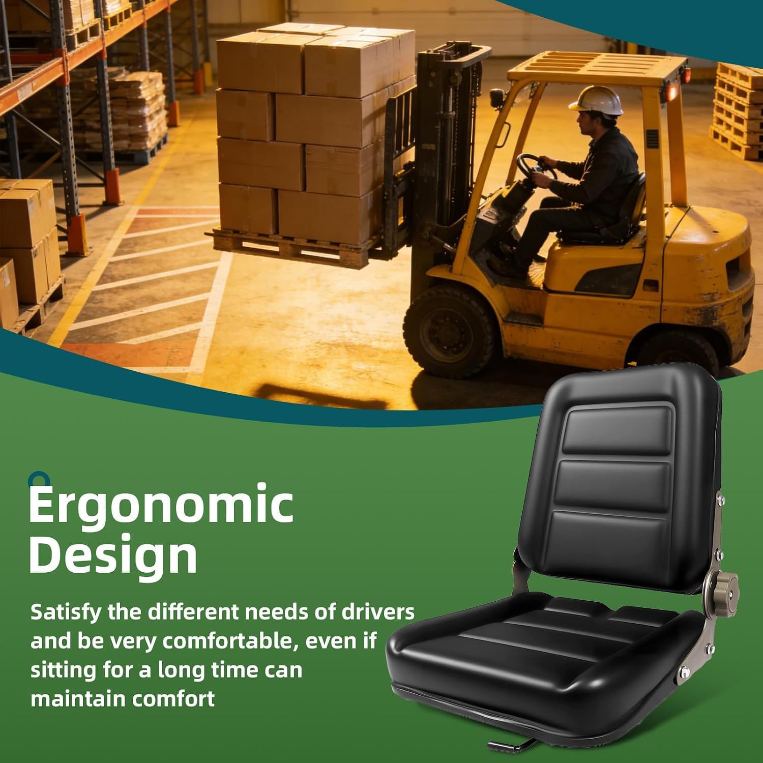 Universal Tractor Seat with Adjustable Backrest and Slide Compatible with Forklifts Excavators Golf Carts Dozers