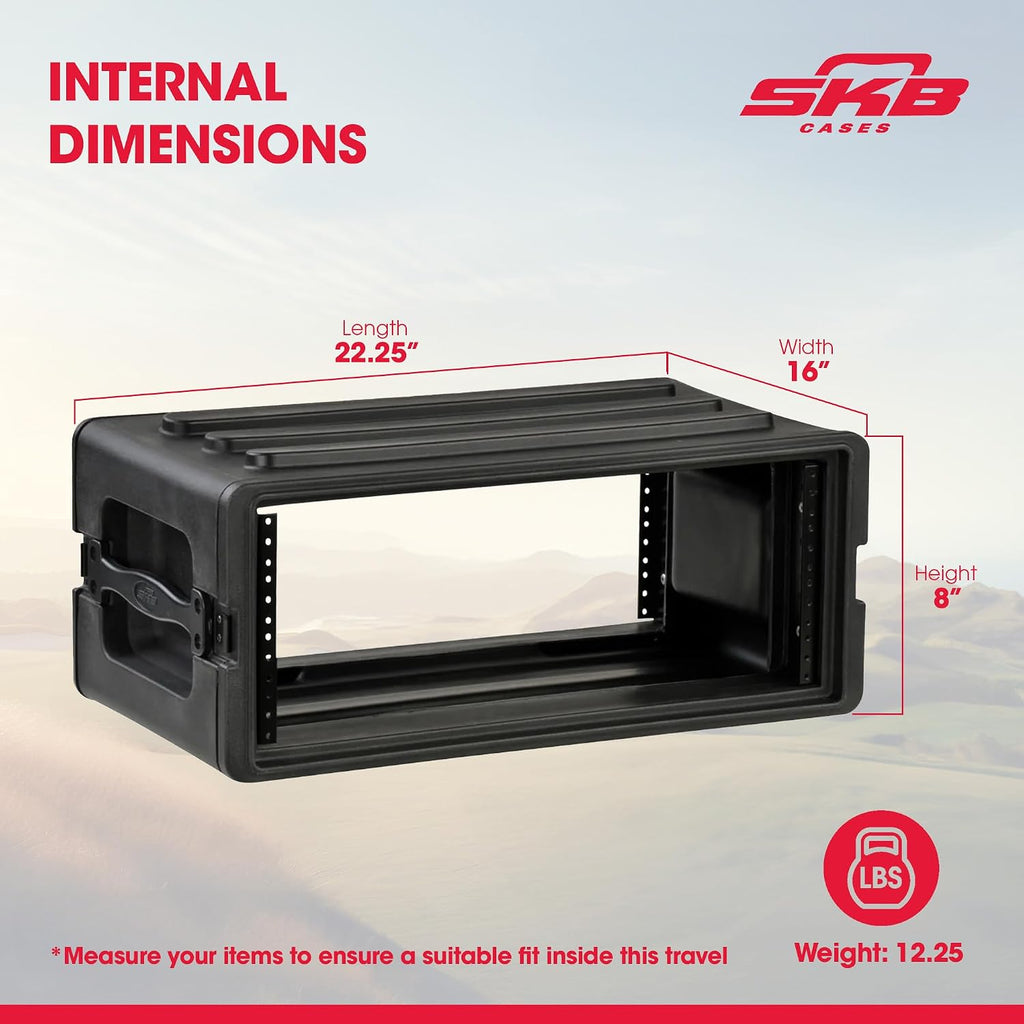 4U Shallow Roto Rack Case - Durable Polyethylene Gear Protector, Stackable, Waterproof with Twist Latches & Rubber
